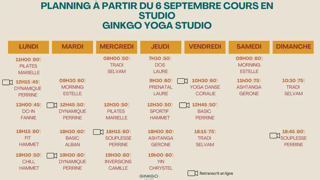 Planning KenZen chez Ginkgo Yoga Studio